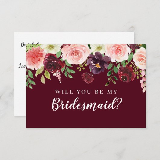 ブルゴーニュフローラは私の花嫁の提案になるかな 招待状 (正面/裏面)