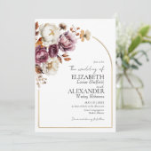 ブルゴーニュフローラアーチ金ゴールド | 秋の写真結婚の 招待状 (スタンド正面)