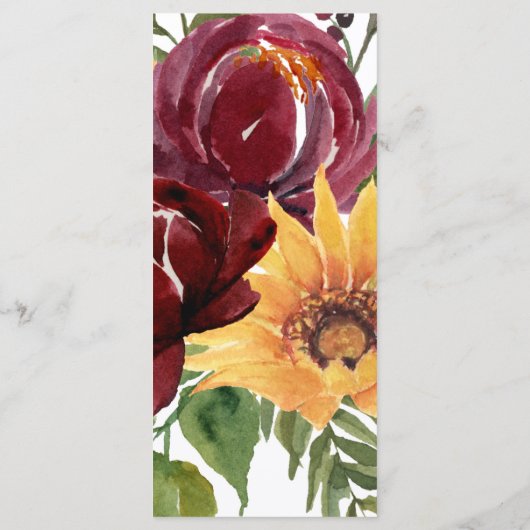 ブルゴーニュフローライエローサンフラワー結婚ズ メニュー (裏面)