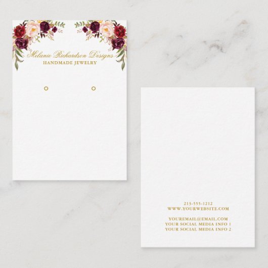 ブルゴーニュフローライヤリング表示金ゴールド 名刺 (正面/裏面)