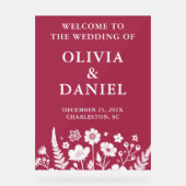 ブルゴーニュフローラウィンターウェディングウェルカム アクリルサイン (正面)