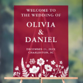 ブルゴーニュフローラウィンターウェディングウェルカム アクリルサイン (ニュートラル)