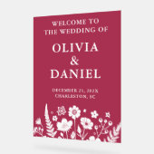 ブルゴーニュフローラウィンターウェディングウェルカム アクリルサイン (傾斜)