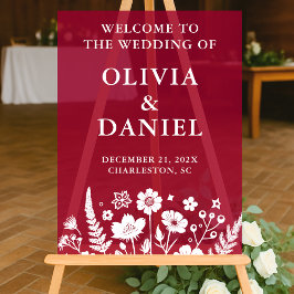 ブルゴーニュフローラウィンターウェディングウェルカム アクリルサイン