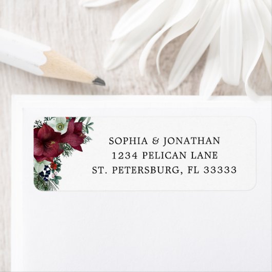 ブルゴーニュフローラウィンターウェディング差出人住所 ラベル (インサイチュ)