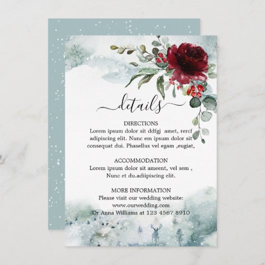 ブルゴーニュフローラウィンター結婚ワンダーランド詳細 エンクロージャーカード (正面/裏面)