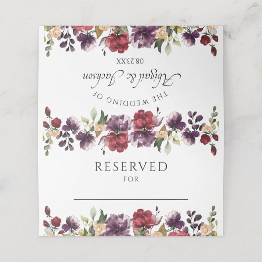 ブルゴーニュフローラウェディングレセプション予約テーブル プレイスカード (外部開封)
