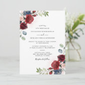 ブルゴーニュフローラウォーターカラーエレガントな結婚式 招待状 (スタンド正面)