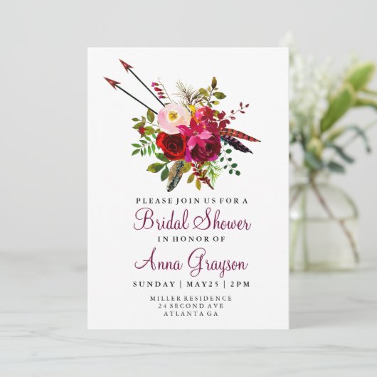 ブルゴーニュフローラウォーターカラーブリダルシャワー招待状 招待状 (スタンド正面)