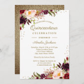 ブルゴーニュフローラウォーターカラー金ゴールドキンセアニェラ招待状 招待状 (正面/裏面)