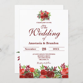 ブルゴーニュフローラウォーター結婚カラー 招待状