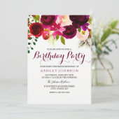 ブルゴーニュフローラウーマンズバースデーパーティー招待状 招待状 (スタンド正面)