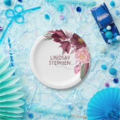 ブルゴーニュフローラエレガントな結婚式 ペーパープレート (パーティー)