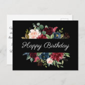 ブルゴーニュフローラエレガントウォーターカラーバジェット誕生日 ポストカード (正面/裏面)