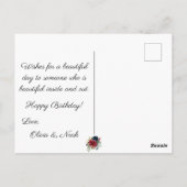 ブルゴーニュフローラエレガントウォーターカラーバジェット誕生日 ポストカード (裏面)