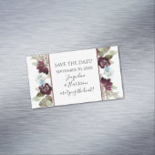 ブルゴーニュフローラエレガントダスティブルー日付を保存 マグネット名刺 (インサイチュ)