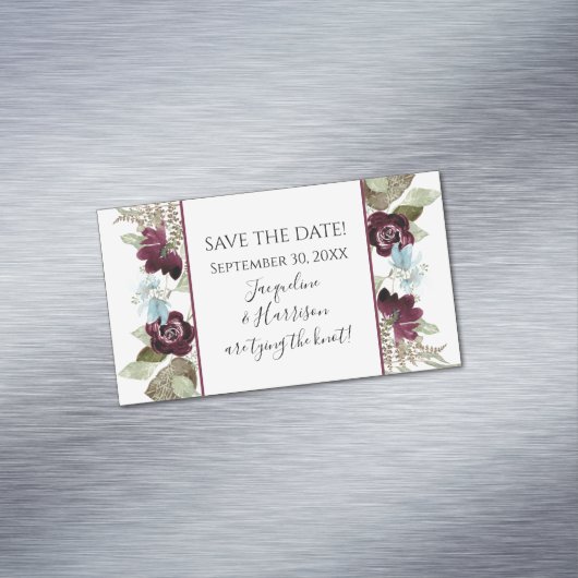 ブルゴーニュフローラエレガントダスティブルー日付を保存 マグネット名刺 (インサイチュ)