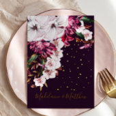 ブルゴーニュフローラエレガント金ゴールドシ結婚ック 招待状