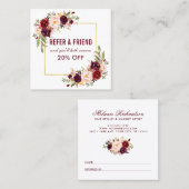 ブルゴーニュフローラエレガント金ゴールドフレームの参照 スクエア名刺 (正面/裏面)