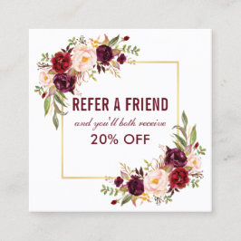 ブルゴーニュフローラエレガント金ゴールドフレームの参照 スクエア名刺