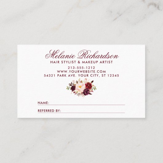 ブルゴーニュフローラエレガント金ゴールドフレームの参照 名刺 (裏面)