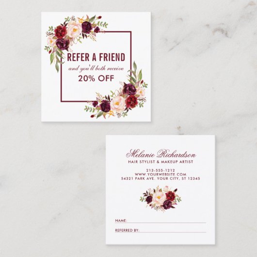 ブルゴーニュフローラエレガント額付き紹介 スクエア名刺 (正面/裏面)