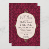 ブルゴーニュフローラカップルのシャワー 招待状 (正面/裏面)