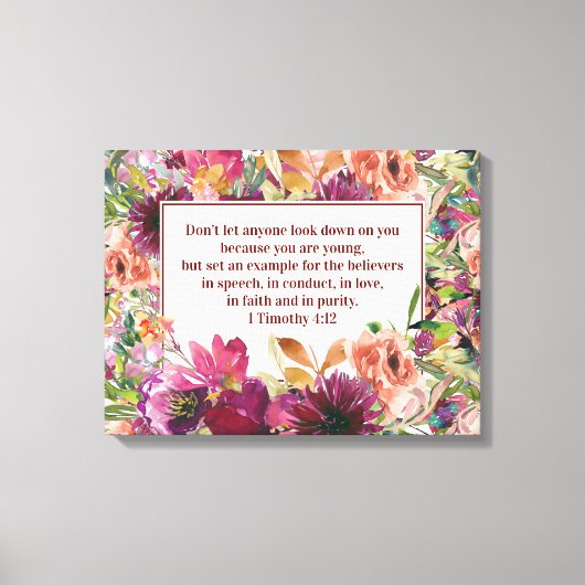 ブルゴーニュフローラキリスト教聖書ティモシー青年 キャンバスプリント (正面)
