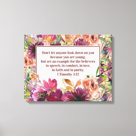 ブルゴーニュフローラキリスト教聖書ティモシー青年 キャンバスプリント (正面)