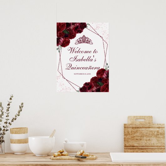 ブルゴーニュフローラキンセアニェラウェルカムサイン ポスター (キッチン)