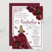 ブルゴーニュフローラキンセアニェラ誕生日招待状 招待状 (正面/裏面)