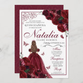 ブルゴーニュフローラキンセアニェラ誕生日招待状 招待状 (正面/裏面)