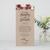 ブルゴーニュフローラクラフトプレイスセッティングサンキューカード プログラム (スタンド正面)