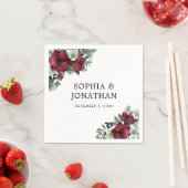 ブルゴーニュフローラクリスマステーマ冬の結婚式 スタンダードカクテルナプキン (インサイチュ)