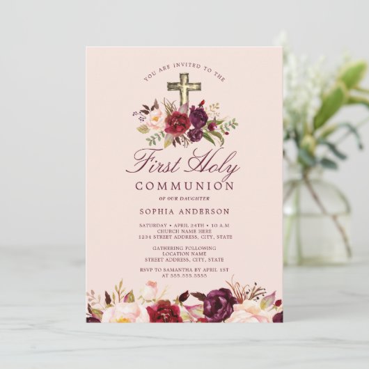 ブルゴーニュフローラクロスガールズファースト聖餐式 招待状 (スタンド正面)