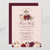 ブルゴーニュフローラクロスガールズファースト聖餐式 招待状 (正面/裏面)