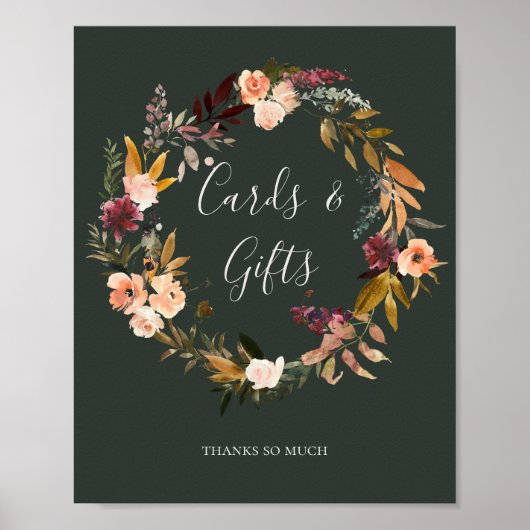 ブルゴーニュフローラグリーンカードとギフトサイン ポスター (正面)