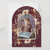 ブルゴーニュフローラコケットボウアーチファースト誕生日 招待状 (裏面)