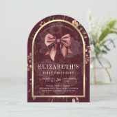 ブルゴーニュフローラコケットボウアーチファースト誕生日 招待状 (スタンド正面)