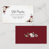 ブルゴーニュフローラゴールドフォイルシックなギフトレジストリ エンクロージャーカード (正面/裏面)