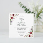 ブルゴーニュフローラゴールドフォイルスクエア結婚ズ 招待状 (スタンド正面)