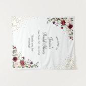 ブルゴーニュフローラゴールドフォイルブライダルシャワーウェルカム タペストリー (正面(横))