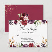 ブルゴーニュフローラゴールド結婚フォイルの回答 出欠カード (正面/裏面)