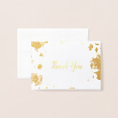 ブルゴーニュフローラゴールド結婚フォイルの感謝のお知らせ 箔カード (封筒付き正面)