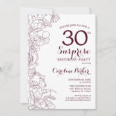 ブルゴーニュフローラサプライズ30歳の誕生日パーティー 招待状 (正面)