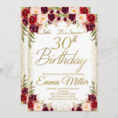 ブルゴーニュフローラサプライズ30歳の誕生日 招待状 (正面/裏面)