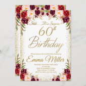 ブルゴーニュフローラサプライズ60誕生日 招待状 (正面/裏面)