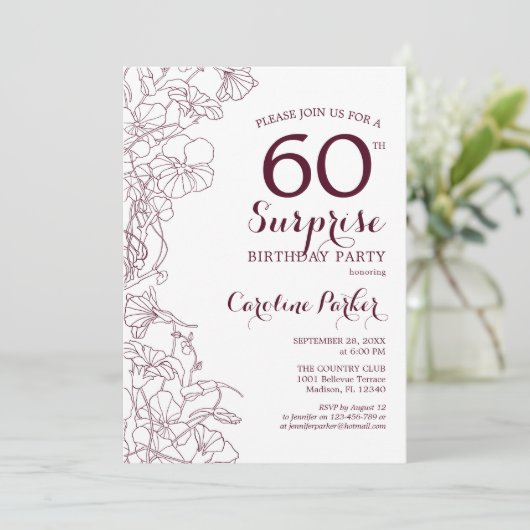 ブルゴーニュフローラサプライズ60thバースデーパーティー 招待状 (スタンド正面)