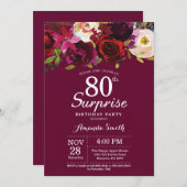 ブルゴーニュフローラサプライズ80thバースデーパーティー 招待状 (正面/裏面)