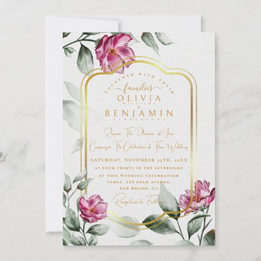 ブルゴーニュフローラシックゴールデンフレ結婚ーム 招待状 (正面)